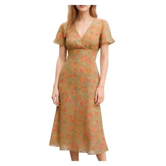 VTG Fredericks of Hollywood Y2K Floral Chiffon Babydoll Midi Dress Size 10 2000s - Picture 1 of 5